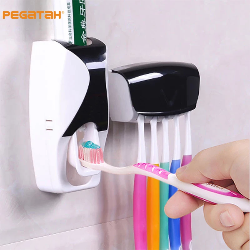 Wall Anchor Plastic - เครื่องจ่ายยาสีฟันอัตโนมัติ ชั้นวางยาสีฟันและแปรงสีฟันแบบติดผนัง อุปกรณ์ตกแต่งห้องน้ำ