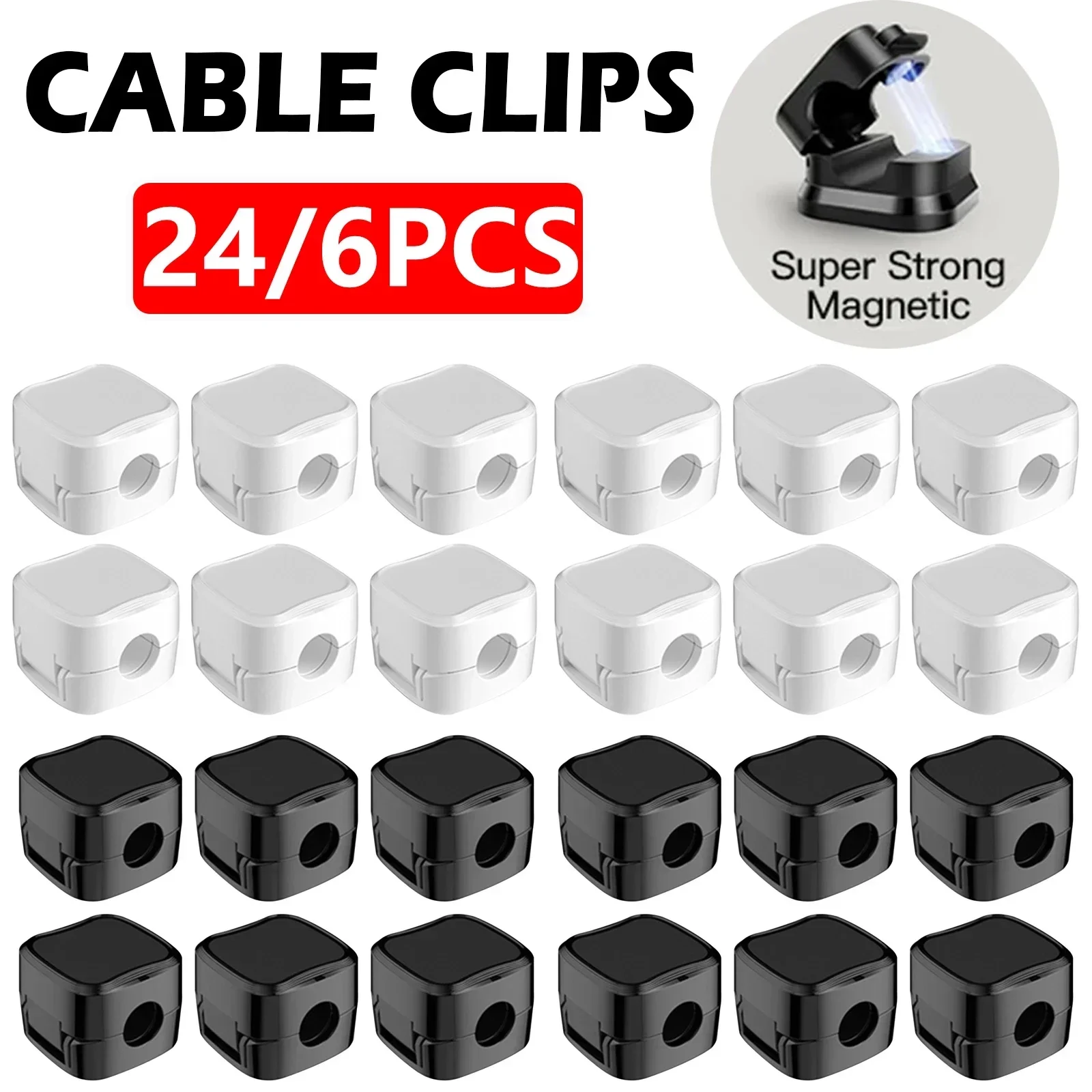 Wall Anchor Plastic - 6/12/24PCS Magnetic CABLE Organizer คลิปการจัดการสายเคเบิล Wire