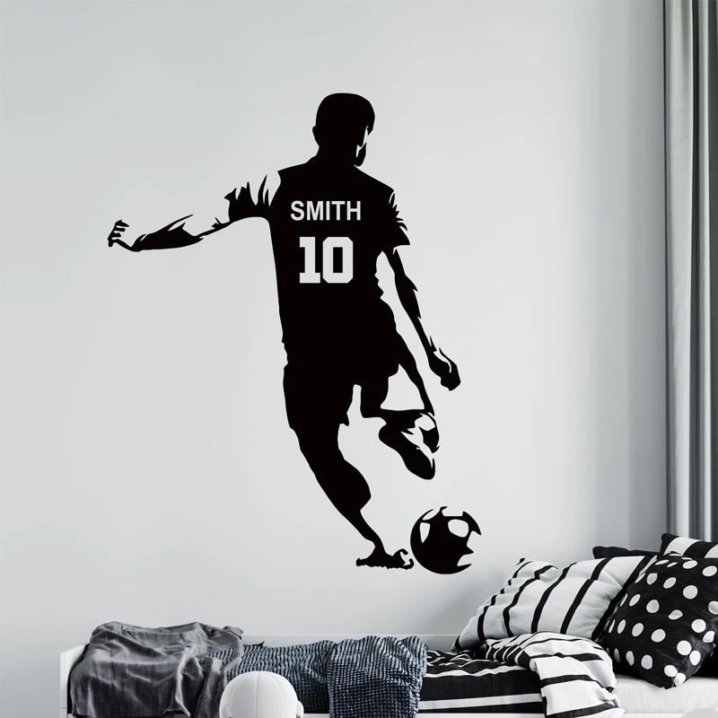 Vinyl Floor Plank - ส่วนบุคคลฟุตบอลชื่อและหมายเลขสติ๊กเกอร์ติดผนังไวนิล Art Home Decor เด็กห้องวัยรุ่นห้องนอนฟุตบอล Decals