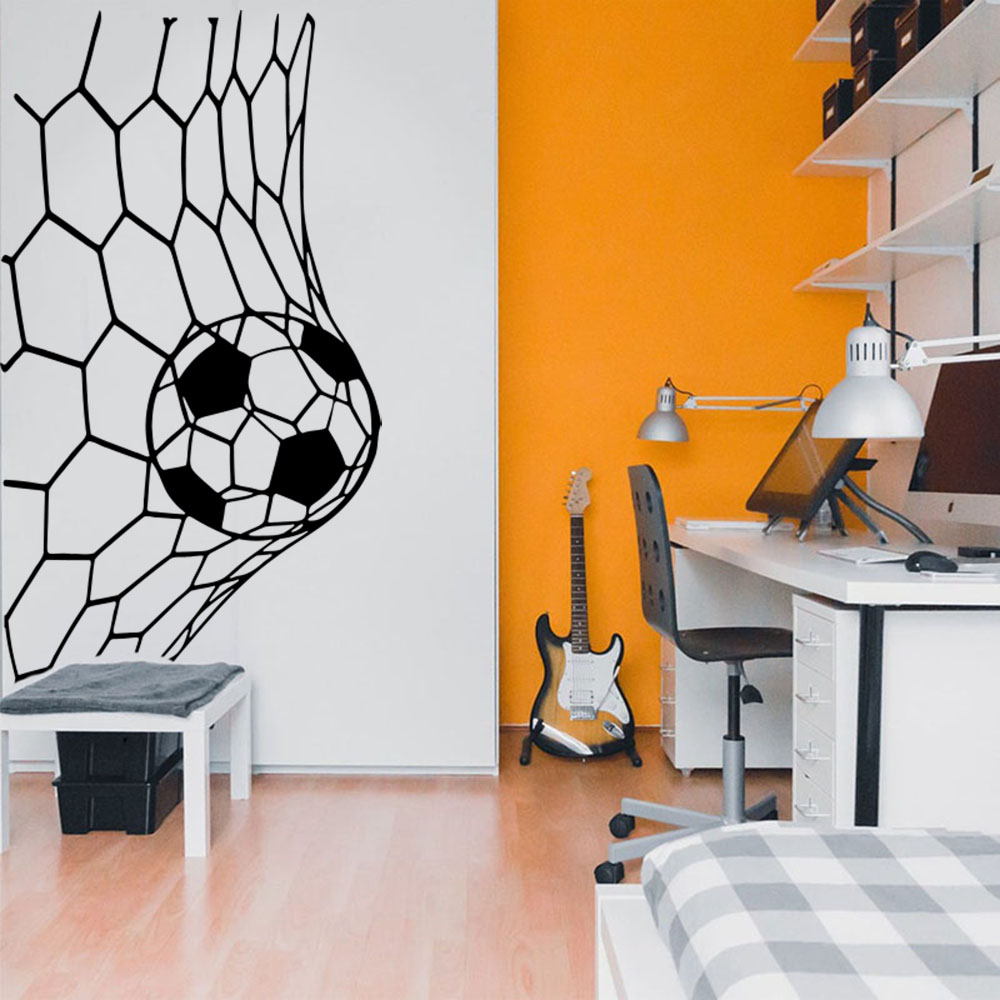 Vinyl Floor Plank - ขนาดใหญ่ Soceer เป้าหมายสุทธิสติ๊กเกอร์ติดผนังห้องนอนฟุตบอลออนไลน์ Wall Decal ห้องนั่งเล่นโรงเรียนไวนิล