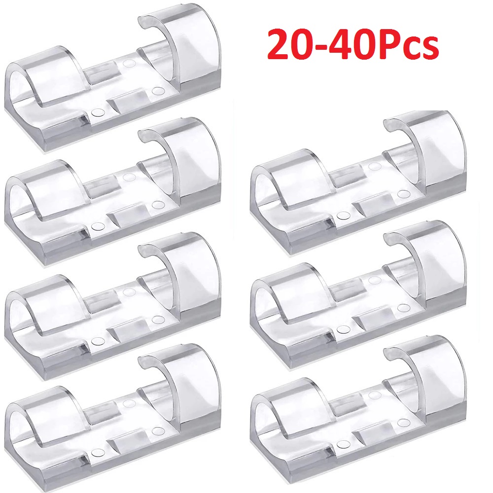 Wall Anchor Plastic - 40PCS สายคลิปการจัดการสายเคเบิล Wire Manager ผู้ถือสายไฟ USB
