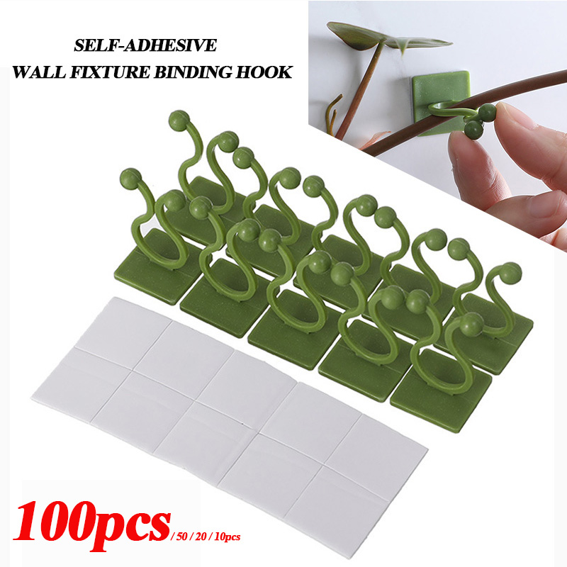 Wall Anchor Plastic - คลิปหนีบต้นไม้เลื้อยติดผนังสำหรับสวนบ้าน 100 ชิ้น ตัวยึดต้นไม้เลื้อยแบบหวาย ตัวหนีบติดผนังแบบมีกาวในตัว