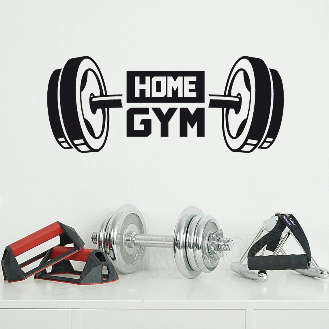 Vinyl Floor Plank - Fitness Gym หน้าแรกตกแต่งผนังสติกเกอร์ Dumbbell หน้าแรกการฝึกอบรมไวนิลรูปลอกติดผนัง Barbell